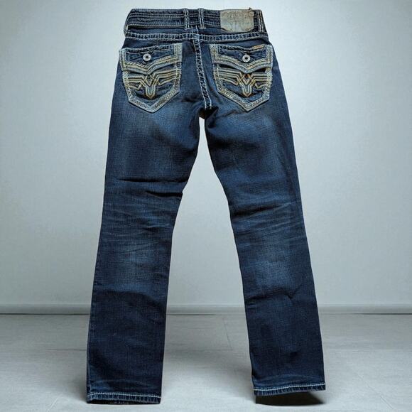 SALVAGE Mid Rise Jeans Mayhem Straight Regular Fit Dark Blue Wash Women's 28x30 - Picture 3 of 8